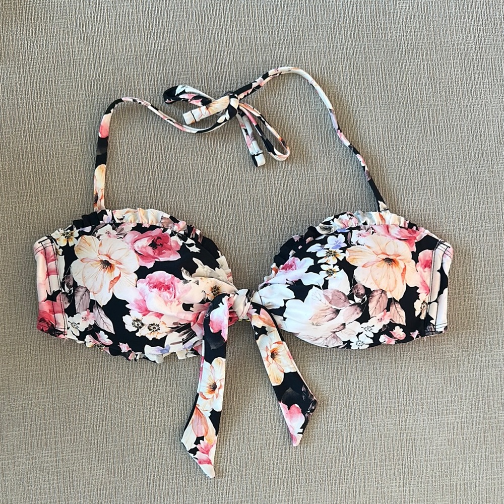 Xhilaration Pink and Black Bikini Top | size L